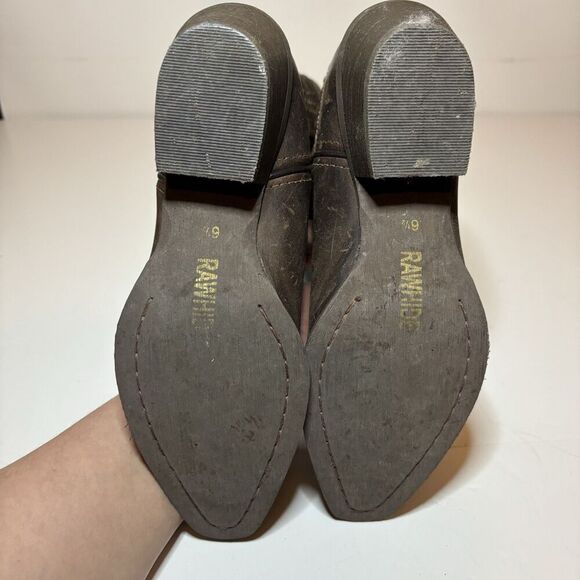 RAWHIDE BY ABILENE SCALLOPED AND WEAVING WESTERN BOOTS SNIP TOE WOMEN’S Sz 6.5 - Picture 10 of 12